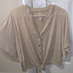Jolie button down tie front short sleeve top